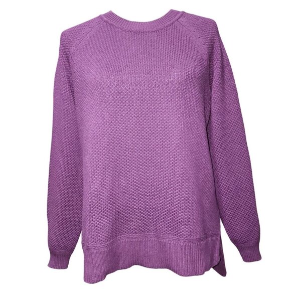 Time And Tru Womens Winter Warm Purple Knit Sweater Crewneck Cotton Blend Size M - Picture 10 of 13